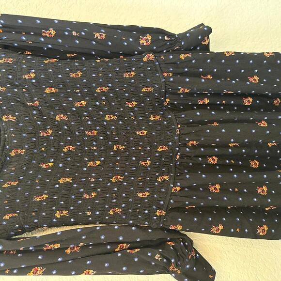 Women’s Free People Two Faces Printed Smocked Mini Dress Size Medium - Picture 3 of 8